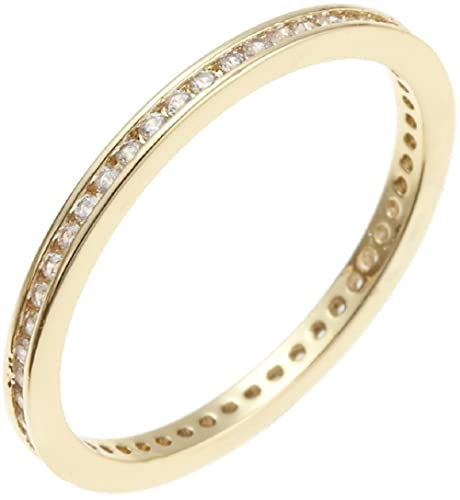 アクセサリーショップピエナ キュービックジルコニア ニッケルフリー レール留めフルエタニティリング 11号 ゴールド