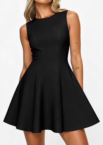 PRETTYGARDEN Cocktail Dresses for Women 2026 Summer Formal Boat Neck A Line Spring Elegant Graduation Party Mini Dress (Black,X-Small) — view 2