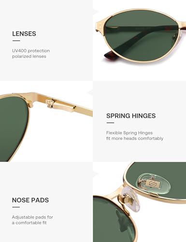 Image of SOJOS Retro Oval Polarized Sunglasses for Women Men, Trendy Chic Cat Eye 90s Y2K Sunnies SJ1266