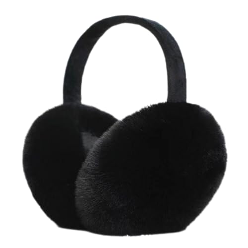 Wabmipe Winter earmuffs made of artificial fur, warm and cute. Fluffy and foldable. Outdoor skiing. Ear warmers for women and girls (Casual, black)
