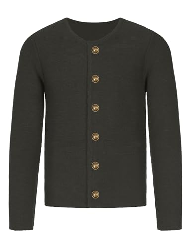 Atforna Herren Trachtenjacke Traditioneller Trachtenjanker mit Knopfleiste Oktoberfest Outfit Lederhosen Jacke Trachtenmode für Männer Schwarz M