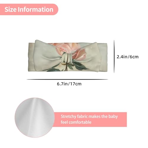 Newborn, Baby, Toddler Hair Accessories, Blooming white roses Bow Hair Accessories, Kids Elastic Bow Headband 0-6 Months3