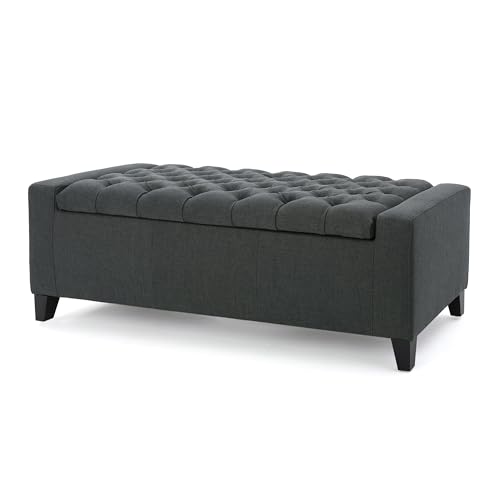 Banc ottoman de rangement 50 pouces gris foncé pour salon