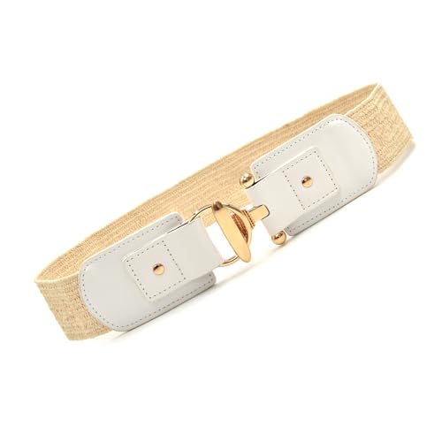 Braided Straw Belt With Secure Gold Clasp Lightweight Breathable Elastic Waistband For Dresses Formal Wear Girdle Breathable4