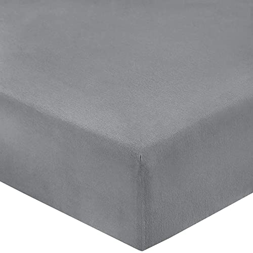 Nimsay Home Spannbettlaken aus 100 % gebürsteter Baumwollflanell, 40,6 cm, extra tief, für Kingsize-Betten (Spannbettlaken für Kingsize-Betten, Grau) Cover