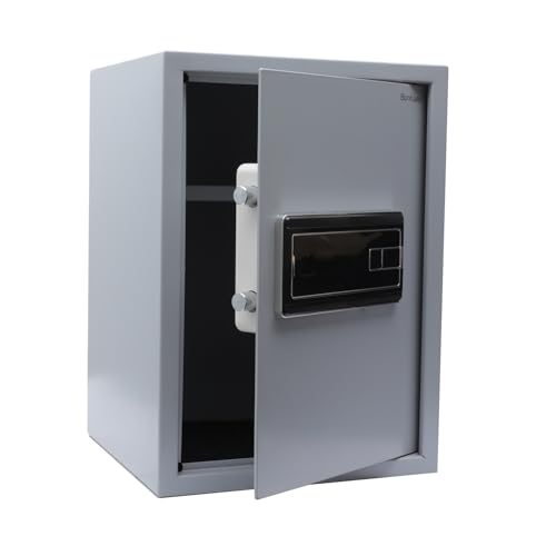 Image of BonKaso Safe Locker For Home, 51 Litres Locker Box For Money, Jewellery, Digital Electronic Safe Locker for Home & Office With Auto lock Function, Anti Theft Alarm And LED Display, (Grey)