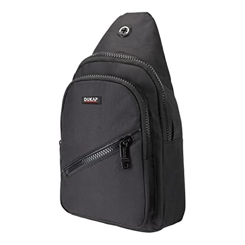 DUKAP BEEKLE Sling Bag with Changeable Shoulder Strap | Waterproof Travel Bags, Protective Baggage Zipper, Triple-Compartment Design, Perfect Carrying Size | Black Cover