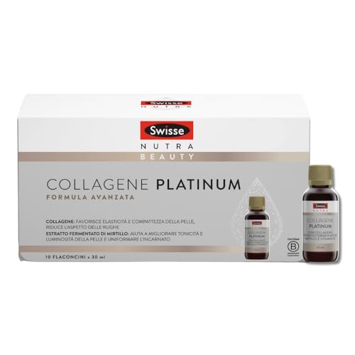 Swisse Collagene Platinum - Integratore Collagene Idrolizzato Verisol da Bere, Antiage, per Pelle più Luminosa, Compatta ed Elastica, con Collagene, Estratto di Mirtillo Rosso, Vitamina E, 10x30 ml