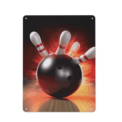 Affiche murale en métal bowling déco salon et bar