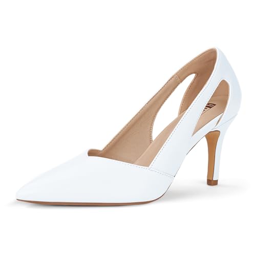 IDIFU IN3 High Closed Toe Heels Women's Pumps Stiletto Pointed Toe Dress Shoes for Women Comfortable Cut Out Wedding Bride Bridesmaid Guest Prom Work Office Dressy Trendy Fashion Classic Pumps Shoes
