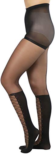 Image of ToBeInStyle Women's Full Footed Pantyhose with Thigh High Designs