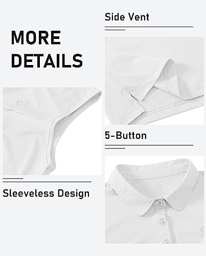 Ajeajezmax Women's Golf Shirt Sleeveless Shirts For Women Lightweight Tennis Workout Tops Ladies Polo Shirts White Large #TOP4
