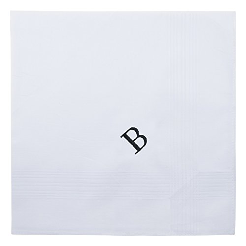 Image of Retreez 8 Pc Pure Cotton Initial Monogrammed Men's Handkerchiefs Hanky Gift Set
