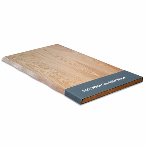 White Oak Solid Wood Table Top - Live Edge Wood Slab for Desktop, Countertop, Laundry, DIY Tabletop, Desk Top - 27" D x 48" W, Fully Finished and Scratch Resistant