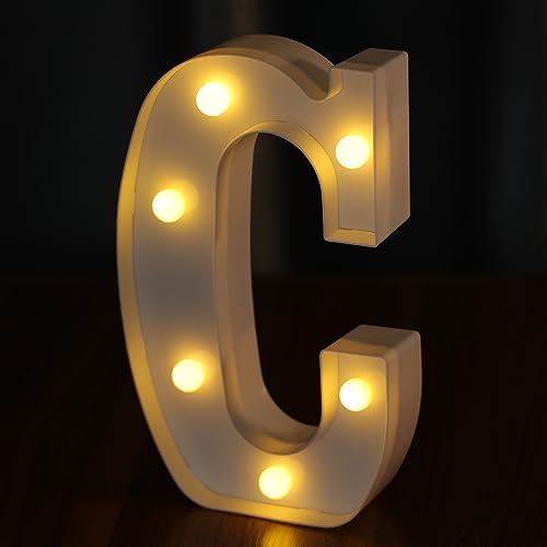Light Up Letters, Led Letter Lights 26 Alphabet, Decorative Lighted Letter, Battery Powered Led Marquee Letters for Party, Bar, Night Light, Home Decor(C)