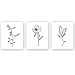 Unframed Abstract Flower Art Print Nordic Style Black&White Rose Leaf Art Wall Plant Painting, Set of 3(8''X10'') Canvas Poster for Modern Wall Decor,Housewarming Gift