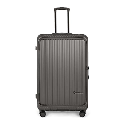 Image of SWISS MILITARY Polycarbonate Summit 360 Rotatable 8 Wheels 80cm Hard Trolley Luggage, Anti Theft Zip, TSA Lock, 15.6 inch Laptop Compartment, Expandable Storage Suitcase & Dust Cover Free Large Grey 137L