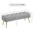 Yaheetech 45" Ottoman Bench for Bedroom, Upholstered Boucle Seat, Gray - Image 3