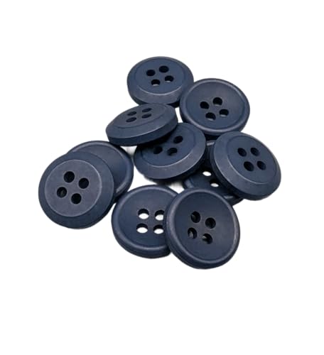 Botiboton - 50 Botones para camisas en colores calidos - 5 medidas y 12 colores a escoger - con 4 agujeros de 2 mm - Fabricado y Enviado desde España - color Azul Marino, medida 15 mm