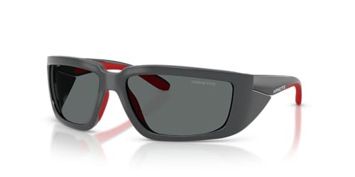 Arnette Men's AN4355 Taggit Square Sunglasses, Dark Grey/Red Rubber/Polarized Dark Grey, 62 mm2