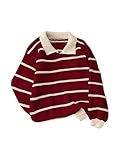 Floerns Women's Collared Striped Sweaters Preppy Oversized Knit Fall Pullover Sweater Multicolor Small