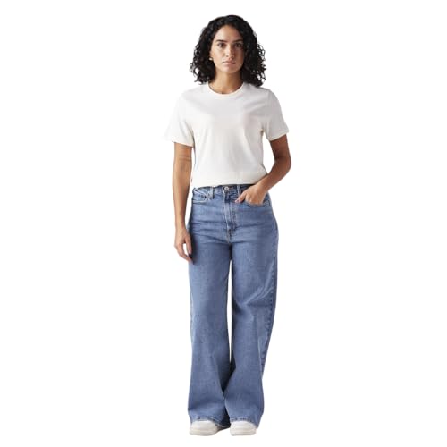 Image of Women's Blue Ribcage Wide Leg fit high Rise Jeans