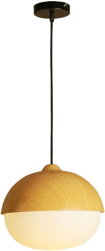 TESSLO E27 moderne hanglampen, imitatie hout metaal hangende lampen, ijzeren hanglamp armatuur wit glazen lampenkap, inbouw plafond hanglamp voor boerderij keuken woonkamer