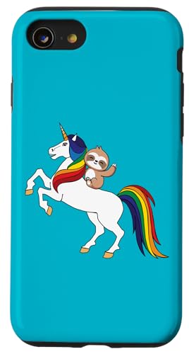 Womens Girls Funny Kawaii Kids Unicorn Sloth Lover �X�}�z�P�[�X iPhone SE (2020) / 7 / 8 �p