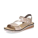 Rieker Damen Keilsandalen V3660, Frauen Sandalen,Sommerschuhe,Freizeitschuhe,offene Schuhe,Strandschuhe,beige (61),38 EU / 5 UK