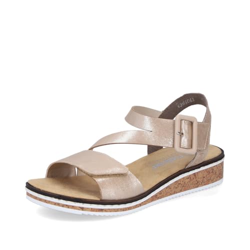 Rieker Sandales Mode Femme V3660, Pointure:40 EU, La Couleur:Or