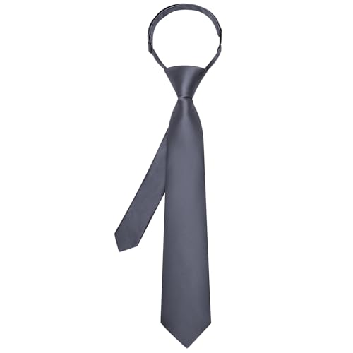 Image of Hi-Tie Pretied Boys Ties Solid Color Kids Adjustable Necktie Lapel Pin Clip Set Age 8-12 Wedding School Graduation