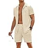 COOFANDY Men's 2 Pieces Shirt Sets Short Sleeve Casual Button Down Hippie T-Shirts Shorts Sets Summer Fashion Beach Outfits