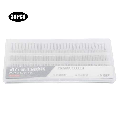 Felsen -Gravur -Werkzeug, 30pcs Schleifnadel -Set Diamantbohrer Bits Emery Zylindrische Flache Kopf Elektrische Bits Accessoires Diamant Schleifköpfe 1,5 Mm