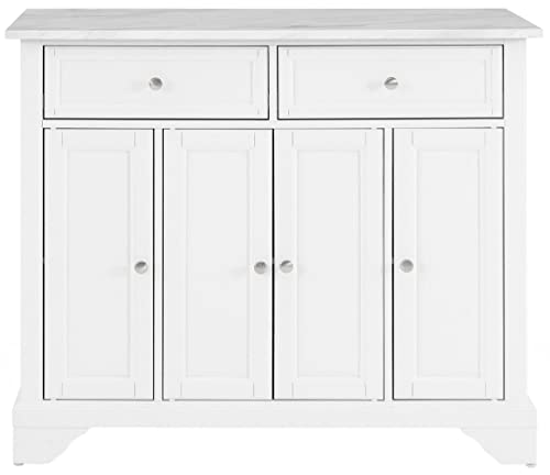 Crosley Furniture Avery Kitchen Island With Faux Marble Top, Distressed White #TOP1
