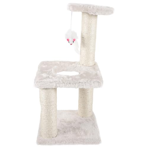 Rascador Torre Beige UPKOCH de 3 Capas para Gatos miniatura 1