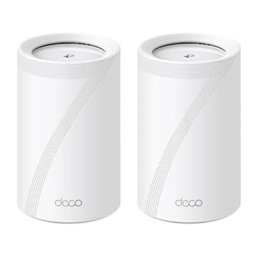 TP-Link BE11000 Tri-Band Whole Home Mesh WiFi 7, até 11 Gbps, MLO, 320 MHz, banda de 6 GHz, roteador wifi7, roaming de IA sem costura, segurança HomeShield, jogos e streaming (Deco BE65 2-pack)