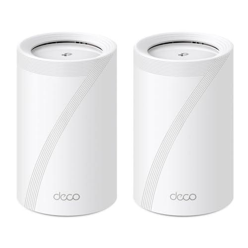 TP-Link WiFi 7 Deco BE65(2-pack) Router Mesh WiFi, BE 9214Mbps Tri-Band, Canali 320 MHz, Porta Ethernet da 2,5 Gbps, Alexa, Funziona con Qualsiasi ISP