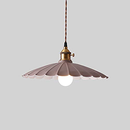 Hertl Colorful Indoor Single Pendant Light Lovely Scalloped Shade Mini Hanging Ceiling Lighting Metal Lights Pool Table Hanging Light for Kitchen Island Dining Room Bar Restaurant (, 10'')(Pink,12'')