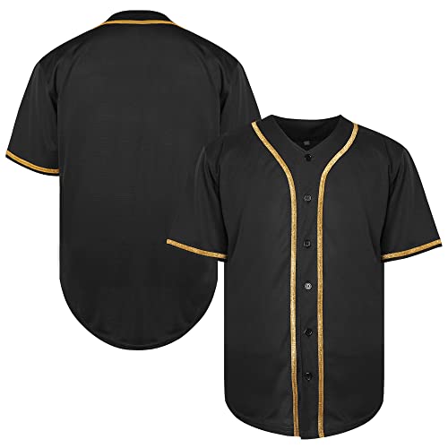 TKJPYWYH Blank Baseball Jersey Button Down Shirts,Men's Hip Hop Plain Short Sleeve Sports T Shirts S-3XL (#Dark Grey,3X-Large)