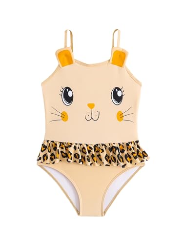 Kids Girls Straps Sleeveless Shorty Swimsuit One Piece Cartoon Print Swimsuit Beachwear Surfing Bathing Suit