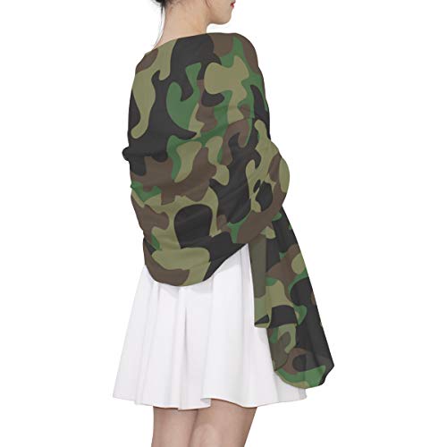 AUUXVA Forests Camo Military Army Camouflage Pattern Women Silk Scarf Lightweight Long Soft Chiffon Shawl Wrap Neck Scarves Muffler for Ladies Girls Men4