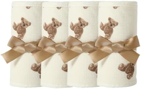 4 Pack Bed Rail Covers for Teething, Rail Guard Set, Breathable Cotton