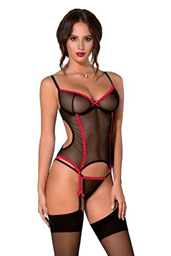 Corsé bustier sexy grande taille L/XL lingerie fine glamour noire