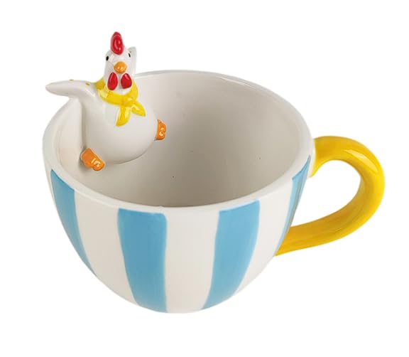 SIGNES GRIMALT Tasse Poule en Céramique avec Figurine – Mug Original 15x11x11 cm – Design Humour Piscine – Cadeau Drôle Déco Cuisine