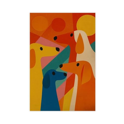 Cadeau poster toile chien géométrique vibrant art abstrait