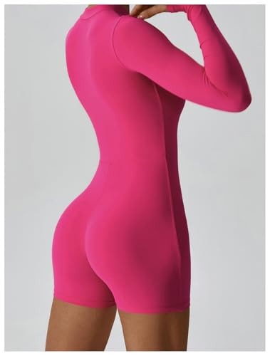 Mono de yoga para mujer deportivo sexy con cuello abierto y manga larga ajustable 5