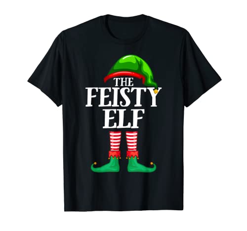 Pijama Feisty Elf a juego para fiesta de Navidad Camiseta