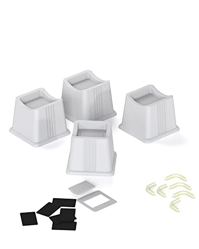 Nachell Bed Furniture Risers 4 Pack Bed Lift Risers Elevation In Height 3" Heavy Duty Rectangle Riser Blocks For Caster Wheels Or Posts Of Bed Table Couch Support Up To 2500 Lbs. (Grey, 3 Inch) #TOP7