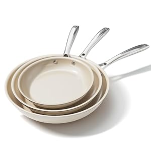 OUBRL Keramik-Antihaft-Pfannen-Set, Bratpfanne, ungiftige Pfannen zum Kochen, Eierpfannen, Induktionsgeeignet, PFAS-freies Kochgeschirr, spülmaschinenfest, ofenfest