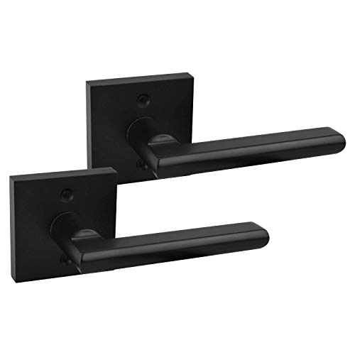 Image of Nuk3y Hulk Series Lever Door Handle Slim Square Modern Contemporary Lever Set (Dummys, Matte Black)